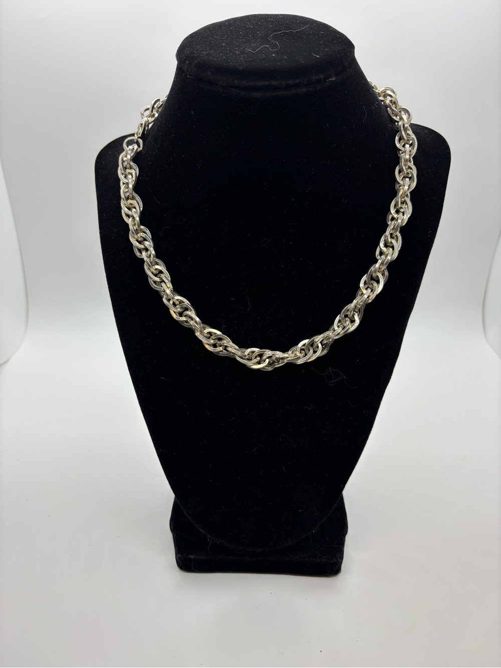 Vintage Premier Jewelry Silver Rope Chain Necklace Silver Tone 18”
